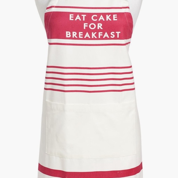 kate spade Other - Kate Spade Pink and White Striped Eat Cake for Breakfast Apron